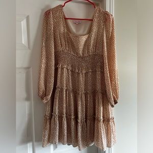 Cream w/ Orange Dots Babydoll Dress